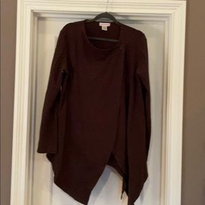 WEARABLES brown button asymmetrical jersey wrap